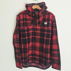 The North Face Red Black Plaid Fleece Hoodie M Buffalo Check Pullover